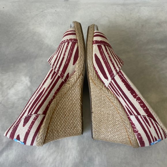 Toms Calypso Canvas Espadrille Peep Toe Wedges 7.5 - Picture 6 of 9
